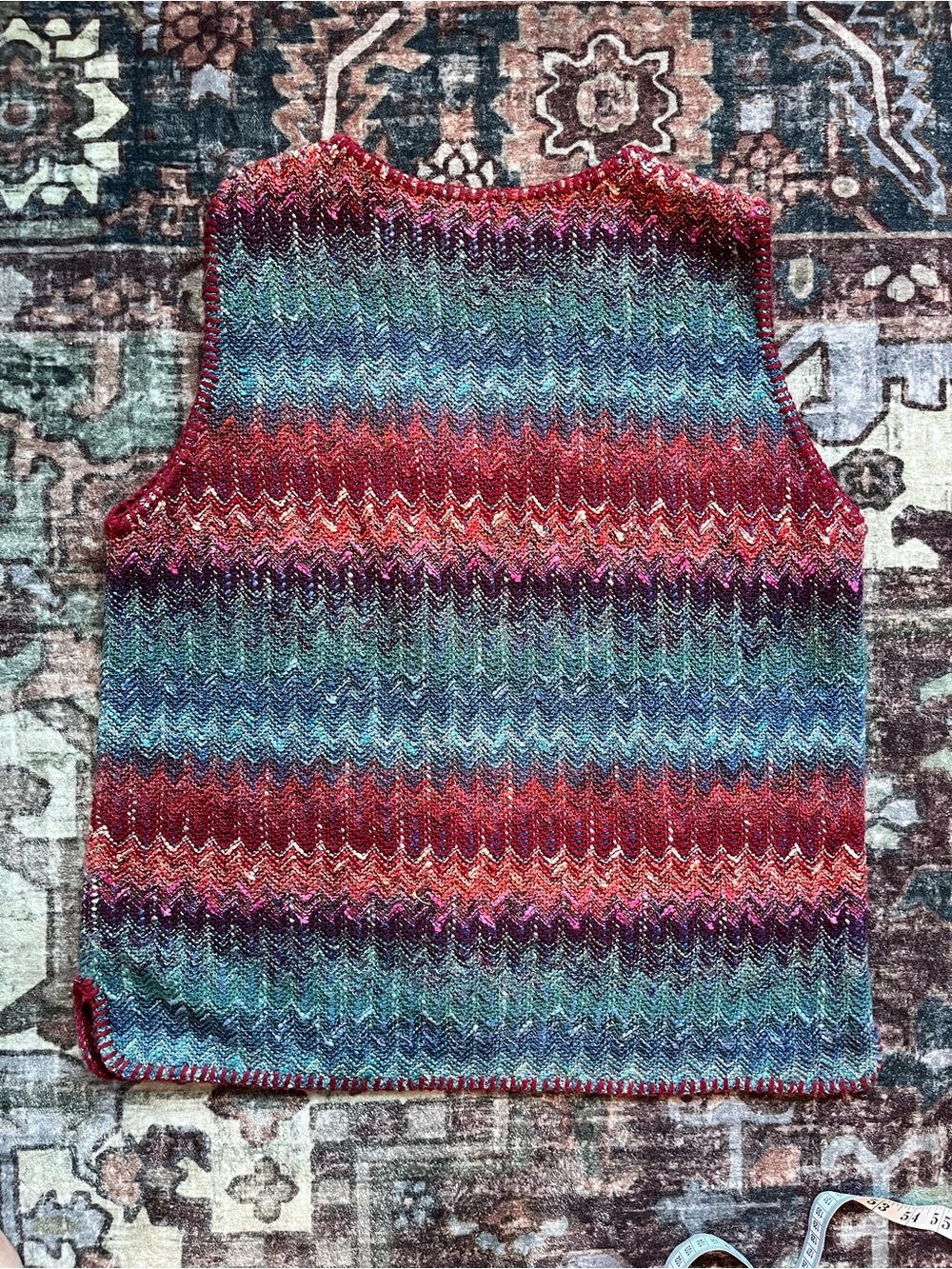 Women Vintage Knit Multicolor Zigzag Vest XL - Picture 2 of 5